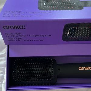 Amika Double Agent 2-in-1 Blow Dryer + Straightening Brush.  BRAND NEW